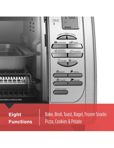 Horno Tostador Black+Decker 8 Funciones Acero Inoxidable