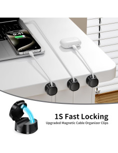 Clip Magnético Organizador de Cables FlyCoco 12 Piezas Negro 2