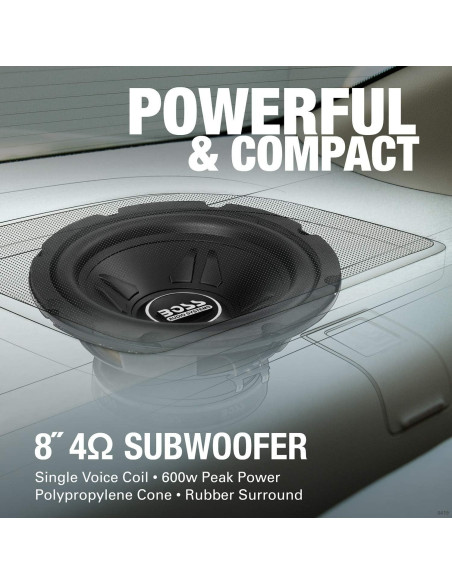 Subwoofer BOSS CXX8 8" 600W Bobina Simple 4 Ohmios