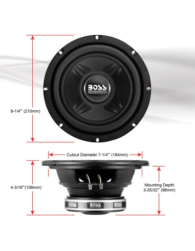 Subwoofer BOSS CXX8 8" 600W Bobina Simple 4 Ohmios