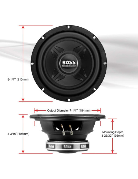 Subwoofer BOSS CXX8 8" 600W Bobina Simple 4 Ohmios