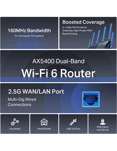 Router TP-Link AX5400 WiFi 6 Archer AX72 Pro Doble Banda