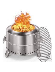 Hoguera Sin Humo Ciays 48 cm Portátil con Parrilla y Poker