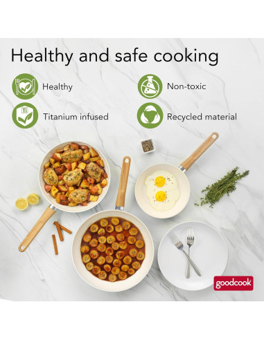 Juego de Sartenes GoodCook 3 Piezas Cerámica Antiadherente