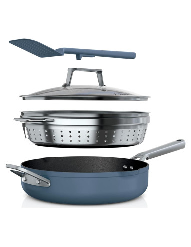 Sartén Ninja Foodi 4 Cuartos con Vaporera y Tapa de Vidrio