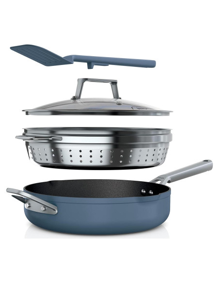 Sartén Ninja Foodi 4 Cuartos con Vaporera y Tapa de Vidrio