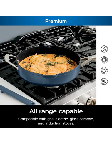 Sartén Ninja Foodi 4 Cuartos con Vaporera y Tapa de Vidrio