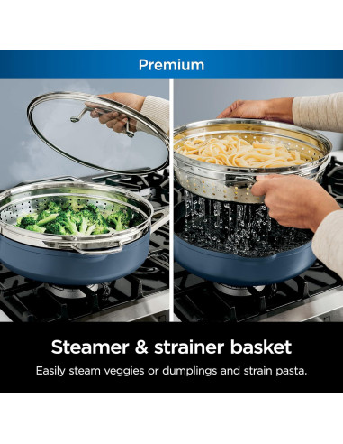 Sartén Ninja Foodi 4 Cuartos con Vaporera y Tapa de Vidrio