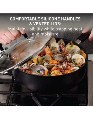 Sartén Jumbo T-fal 5 Cuartos Antiadherente Gris con Tapa