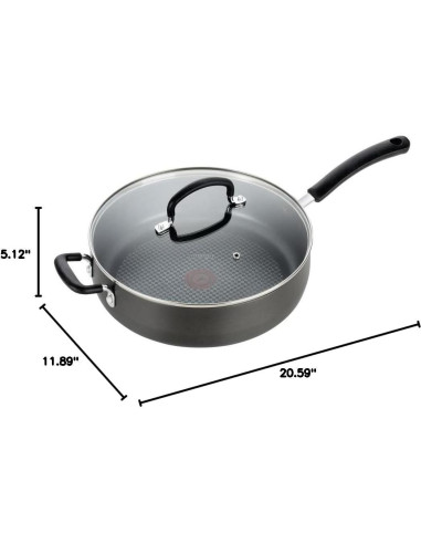 Sartén Jumbo T-fal 5 Cuartos Antiadherente Gris con Tapa