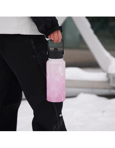 Botellas de Agua Aisladas BJPKPK 950ml 2 Pack Florecer+Océano