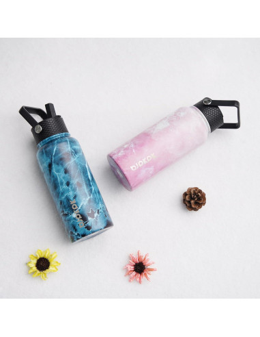 Botellas de Agua Aisladas BJPKPK 950ml 2 Pack Florecer+Océano