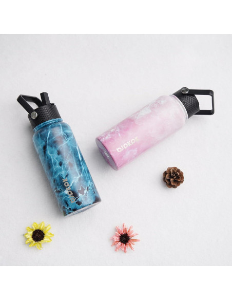 Botellas de Agua Aisladas BJPKPK 950ml 2 Pack Florecer+Océano