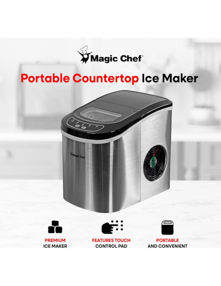 Máquina de Hielo Portátil Magic Chef 12,25 kg Acero Inoxidable
