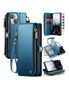 Funda Cartera Defencase para iPhone 15 Plus con RFID Azul