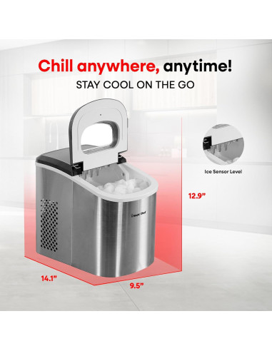 Máquina de Hielo Portátil Magic Chef 12,25 kg Acero Inoxidable