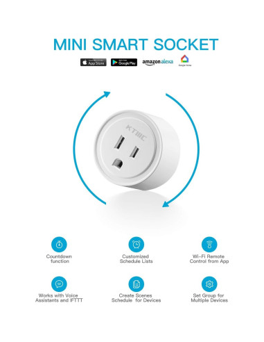 Enchufe Inteligente KTMC Paquete de 4, Control Remoto, ETL
