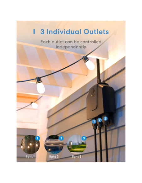 Enchufe Inteligente Meross para Exterior 3 Tomas Control Remoto