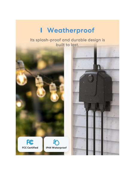 Enchufe Inteligente Meross para Exterior 3 Tomas Control Remoto