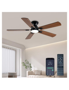 Ventilador de Techo GJeg 52" con Luz y Control Remoto Marrón