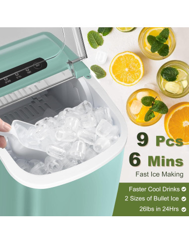 Máquina de Hielo NicBex Dorothy Verde 11,79 kg/24H 9 Cubos