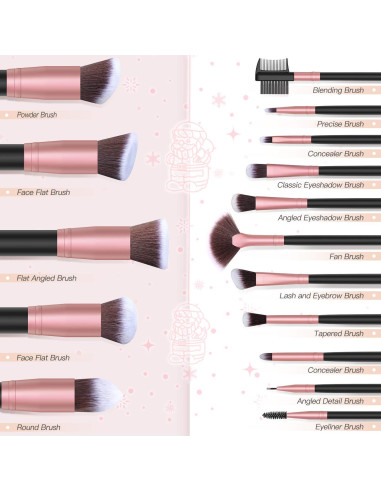 Juego de Brochas de Maquillaje BESTOPE PRO 16 Piezas Sintéticas