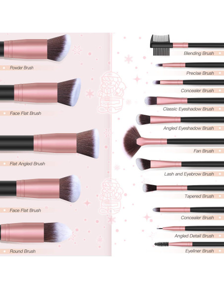 Juego de Brochas de Maquillaje BESTOPE PRO 16 Piezas Sintéticas