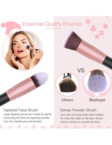 Juego de Brochas de Maquillaje BESTOPE PRO 16 Piezas Sintéticas