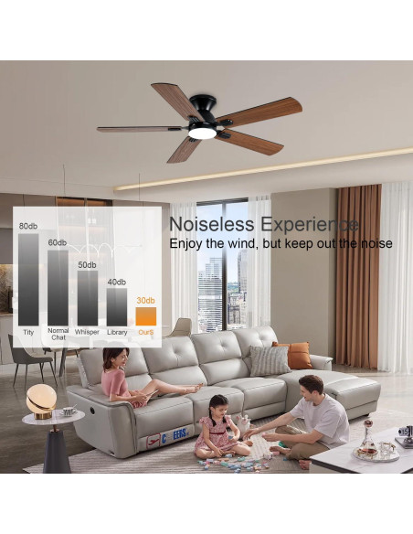 Ventilador de Techo GJeg 52" con Luz y Control Remoto Marrón