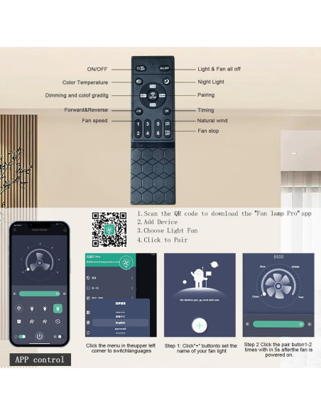 Ventilador de Techo GJeg 52" con Luz y Control Remoto Marrón