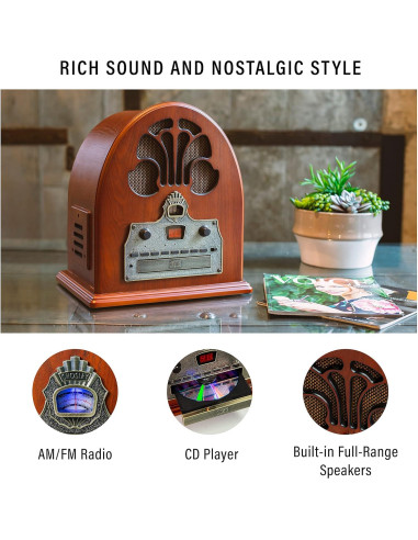 Radio Retro Crosley CR32D-PA AM/FM con Reproductor de CD y Bluetooth