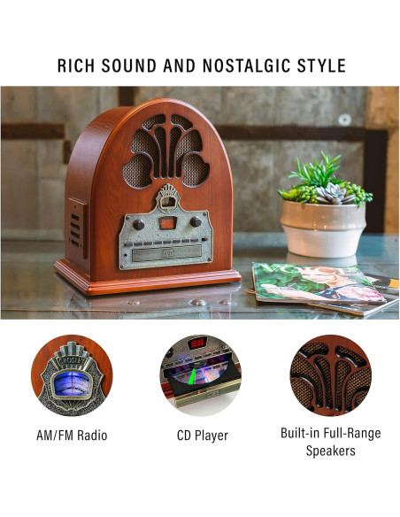 Radio Retro Crosley CR32D-PA AM/FM con Reproductor de CD y Bluetooth