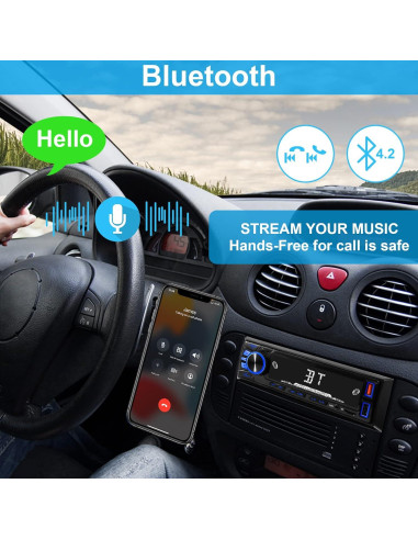 Radio de Coche Bluetooth REAKOSOUND 820s Estéreo USB FM