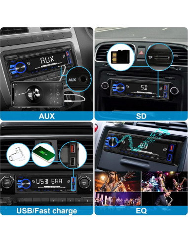 Radio de Coche Bluetooth REAKOSOUND 820s Estéreo USB FM
