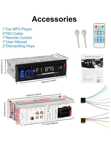 Radio de Coche Bluetooth REAKOSOUND 820s Estéreo USB FM