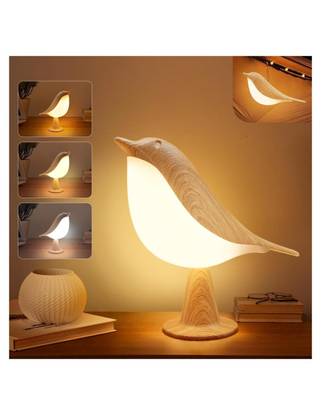 Lámpara de Mesa Inalámbrica VViN 2 en 1 Pájaro LED Táctil
