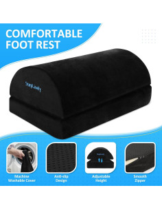 Reposapiés ajustable StepLively negro, ergonómico y lavable 2