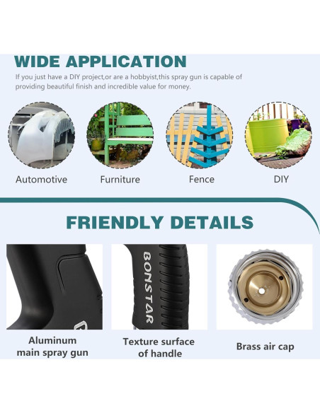 Pistola de Pintura BONSTAR LVLP 1.3/1.5/1.7mm Automotriz