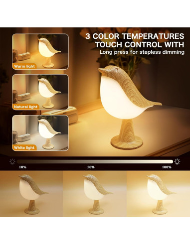 Lámpara de Mesa Inalámbrica VViN 2 en 1 Pájaro LED Táctil