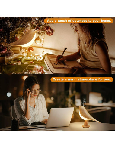 Lámpara de Mesa Inalámbrica VViN 2 en 1 Pájaro LED Táctil
