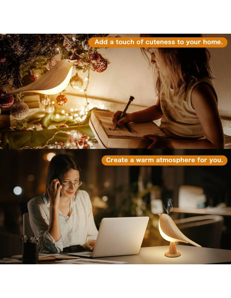 Lámpara de Mesa Inalámbrica VViN 2 en 1 Pájaro LED Táctil