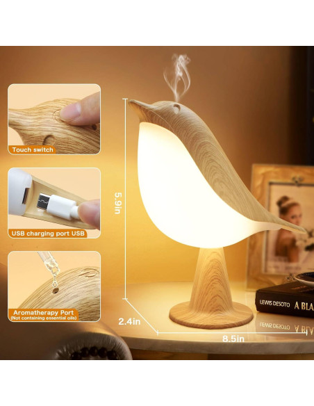 Lámpara de Mesa Inalámbrica VViN 2 en 1 Pájaro LED Táctil