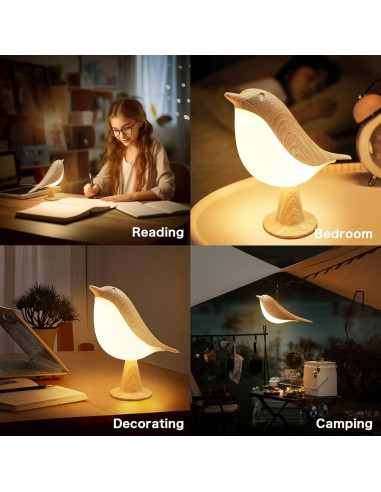 Lámpara de Mesa Inalámbrica VViN 2 en 1 Pájaro LED Táctil