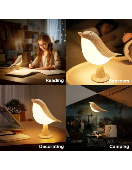 Lámpara de Mesa Inalámbrica VViN 2 en 1 Pájaro LED Táctil