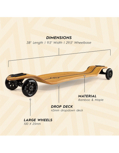Longboard Magneto Low Glider 101.6 cm Bambú 100 mm Ruedas