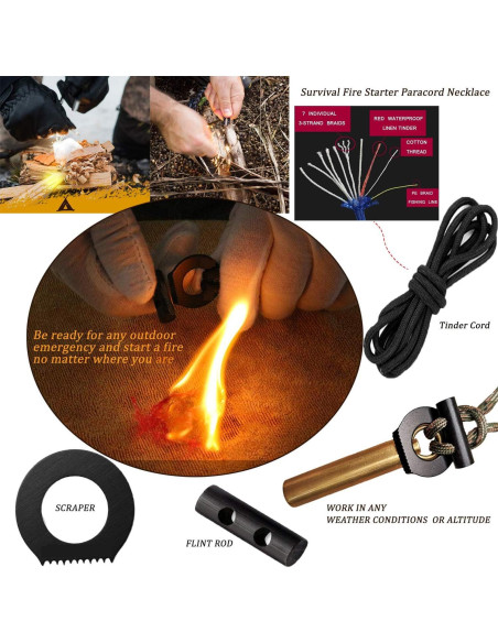 Collar de Supervivencia BSGB con Encendedor de Fuego y Kit de Pesca