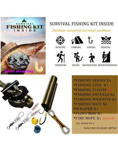 Collar de Supervivencia BSGB con Encendedor de Fuego y Kit de Pesca