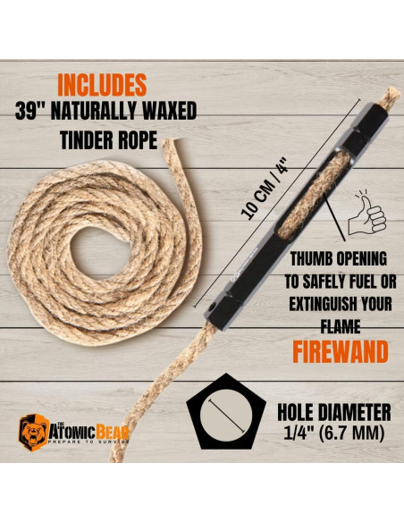 Mecha Encendedora The Atomic Bear - Cuerda Impermeable 99 cm