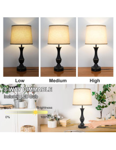 Juego de 2 Lámparas de Mesa Estilo Granja LALISU con USB 2