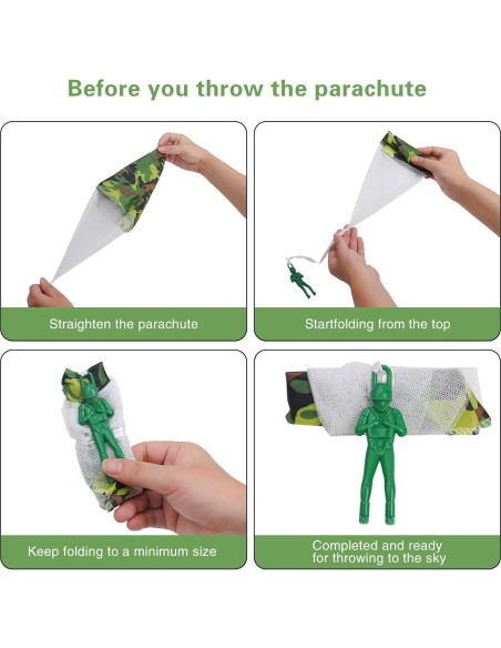 Paquete de 6 Paracaídas Camo Ledorr para Niños 3-10 Años